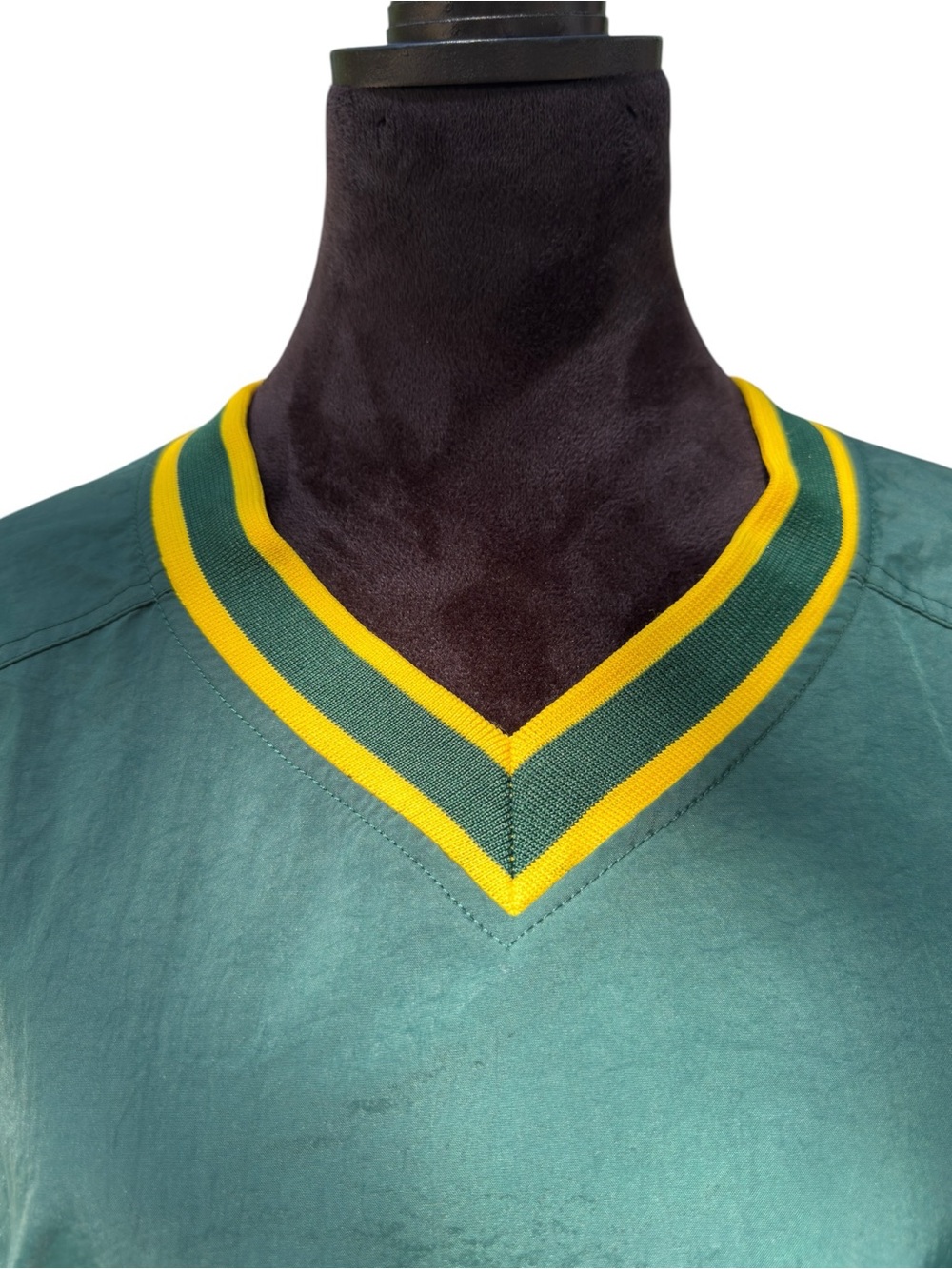 Nike V-Neck Nylon Pullover Vintage Y2K Sportswear Center Swoosh Green Gold XL - Picture 7 of 15